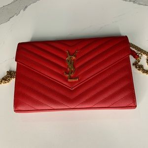 Saint Laurent Mongram Envelope Wallet with Chain